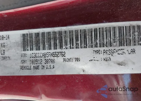 2015 Chrysler 200 Limited z USA, uszkodzony, nr VIN 1C3CCCAB5FN552762